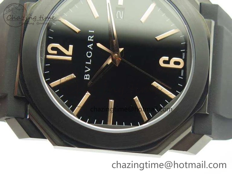 OCTO DLC JL 1:1 Best Edition Black Dial RG Markers On Rubber Strap BVL193 ( Free Leather Strap)