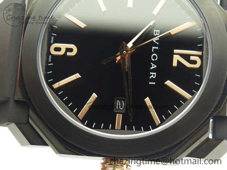 OCTO DLC JL 1:1 Best Edition Black Dial RG Markers On Rubber Strap BVL193 ( Free Leather Strap)