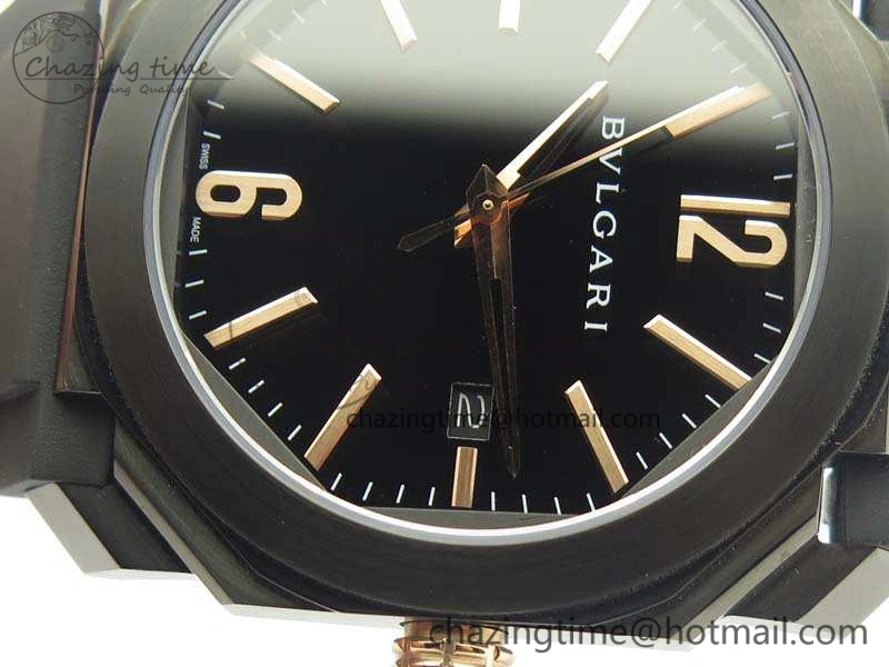 OCTO DLC JL 1:1 Best Edition Black Dial RG Markers On Rubber Strap BVL193 ( Free Leather Strap)