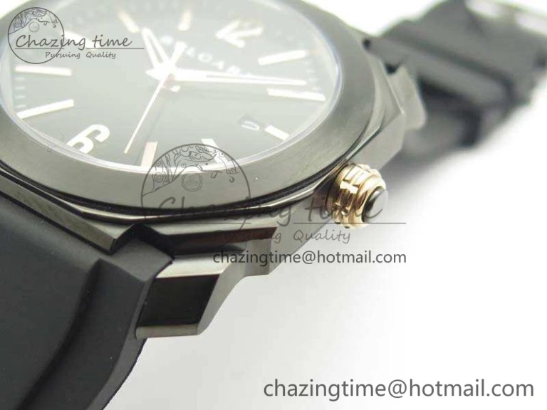 OCTO DLC JL 1:1 Best Edition Black Dial RG Markers On Rubber Strap BVL193 ( Free Leather Strap)