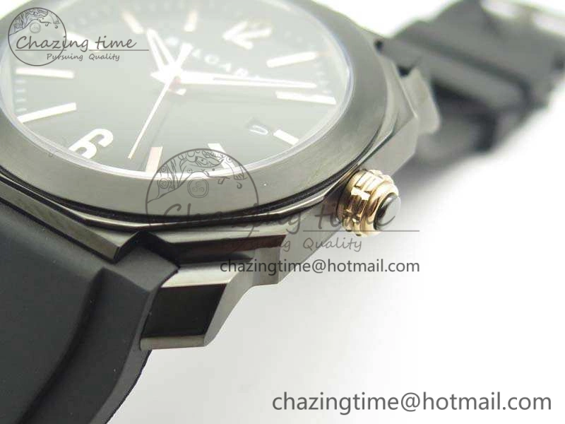 OCTO DLC JL 1:1 Best Edition Black Dial RG Markers On Rubber Strap BVL193 ( Free Leather Strap)