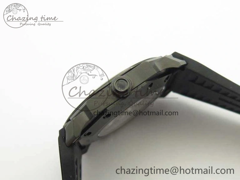 OCTO DLC JL 1:1 Best Edition Black Dial Silver Markers On Rubber Strap BVL193 ( Free Leather Strap)