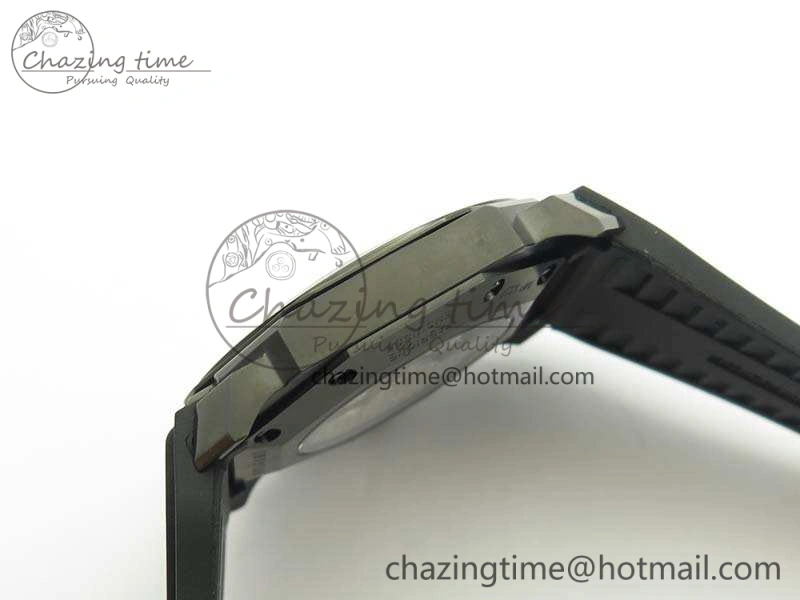 OCTO DLC JL 1:1 Best Edition Black Dial Silver Markers On Rubber Strap BVL193 ( Free Leather Strap)