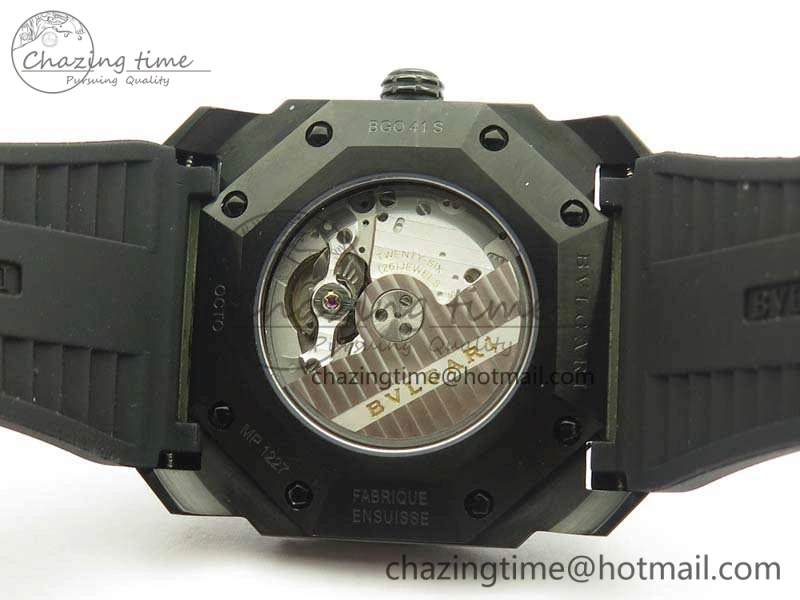 OCTO DLC JL 1:1 Best Edition Black Dial Silver Markers On Rubber Strap BVL193 ( Free Leather Strap)