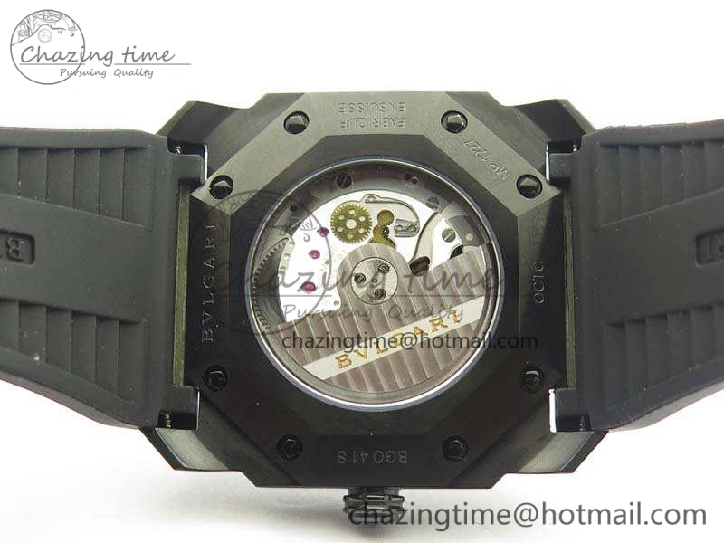 OCTO DLC JL 1:1 Best Edition Black Dial Silver Markers On Rubber Strap BVL193 ( Free Leather Strap)