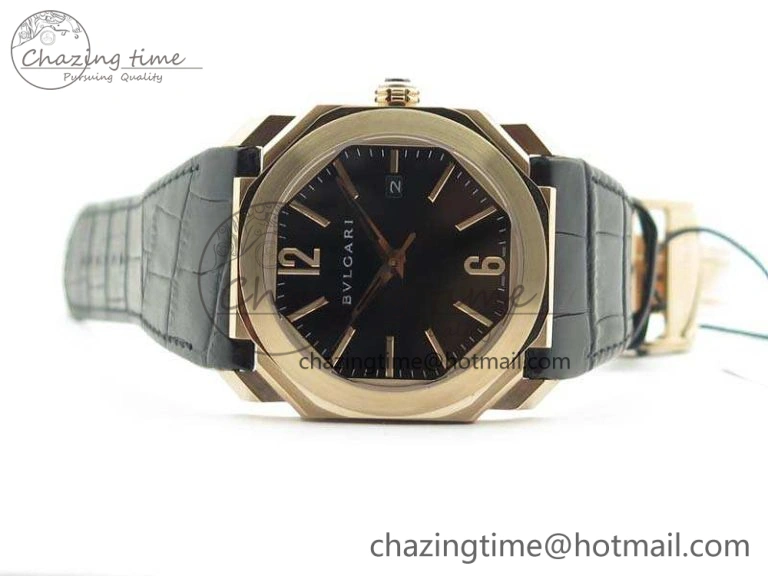 OCTO RG JL 1:1 Best Edition Black Dial On Leather Strap BVL193 ( Free Rubber Strap )