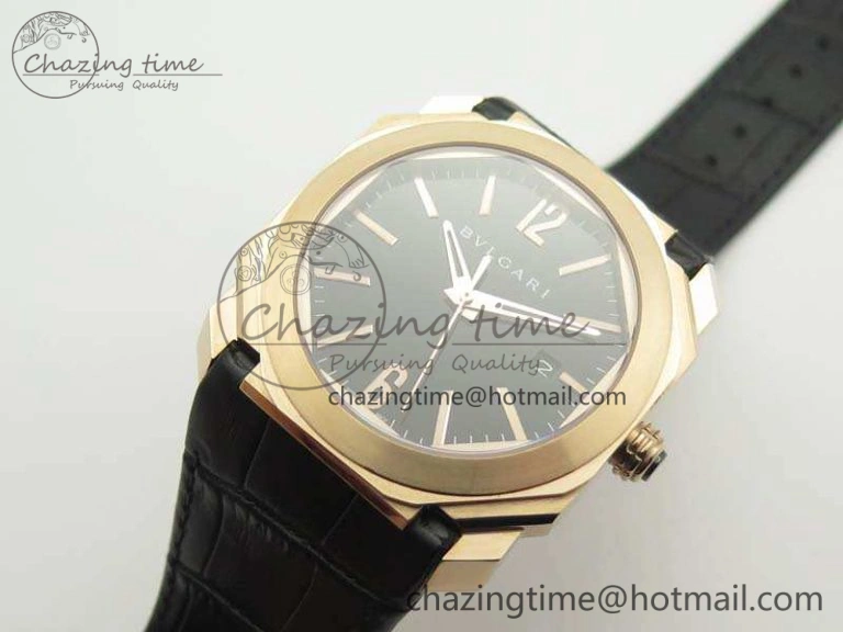 OCTO RG JL 1:1 Best Edition Black Dial On Leather Strap BVL193 ( Free Rubber Strap )