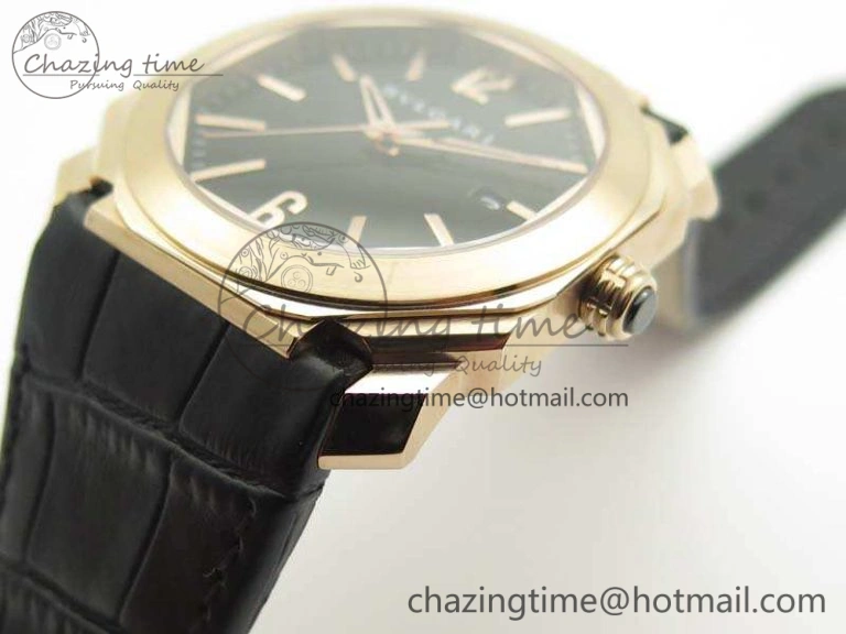 OCTO RG JL 1:1 Best Edition Black Dial On Leather Strap BVL193 ( Free Rubber Strap )