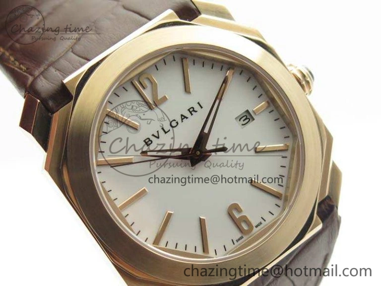 OCTO RG JL 1:1 Best Edition White Dial On Leather Strap BVL193 ( Free Rubber Strap )
