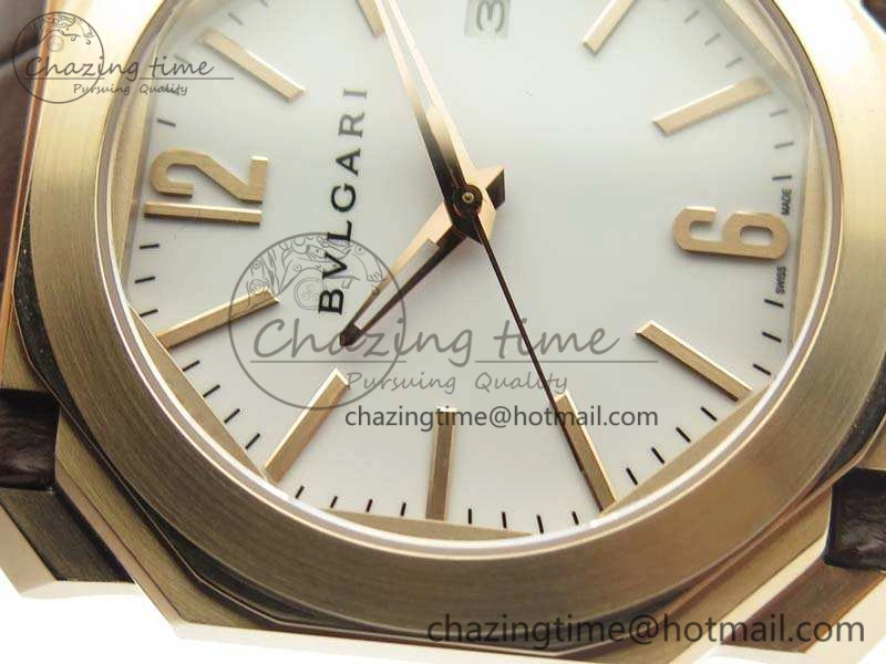 OCTO RG JL 1:1 Best Edition White Dial On Leather Strap BVL193 ( Free Rubber Strap )