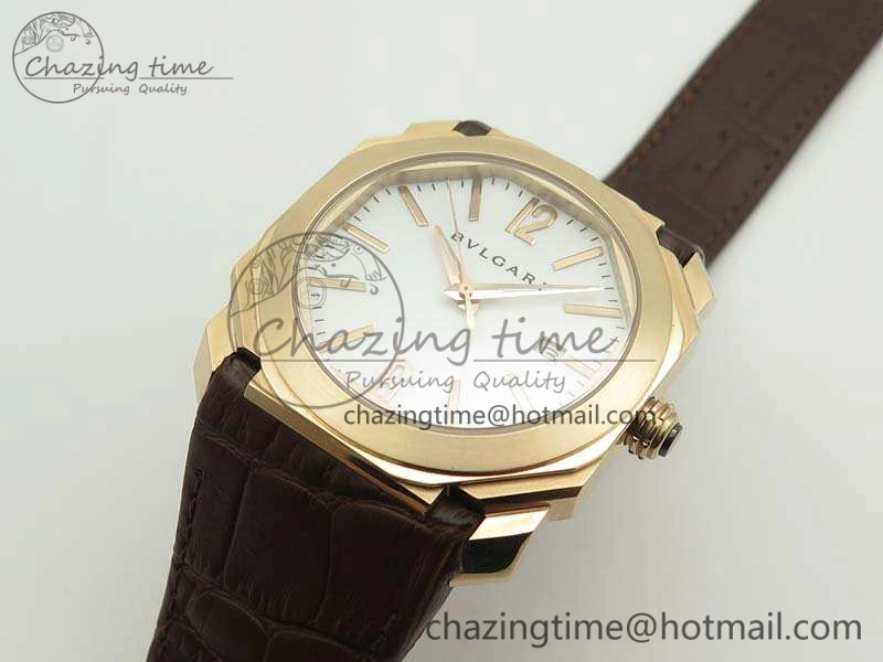 OCTO RG JL 1:1 Best Edition White Dial On Leather Strap BVL193 ( Free Rubber Strap )