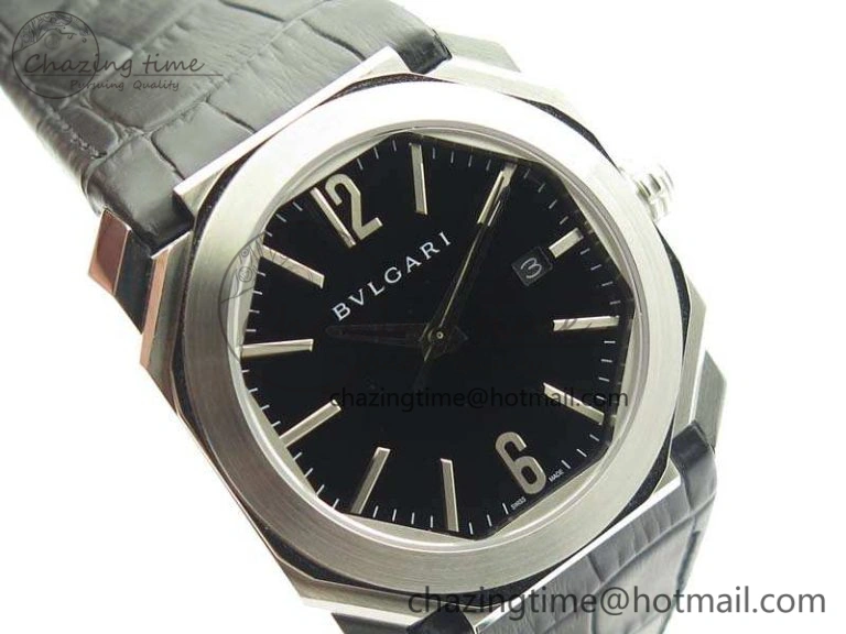 OCTO SS JL 1:1 Best Edition Black Dial On Leather Strap BVL193 ( Free Rubber Strap)