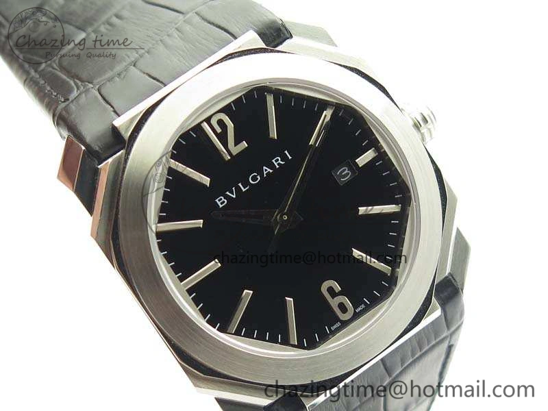 OCTO SS JL 1:1 Best Edition Black Dial On Leather Strap BVL193 ( Free Rubber Strap)