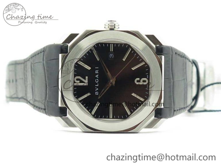 OCTO SS JL 1:1 Best Edition Black Dial On Leather Strap BVL193 ( Free Rubber Strap)