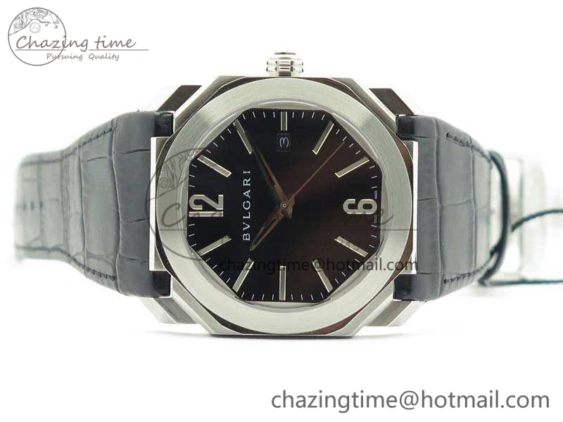 OCTO SS JL 1:1 Best Edition Black Dial On Leather Strap BVL193 ( Free Rubber Strap)