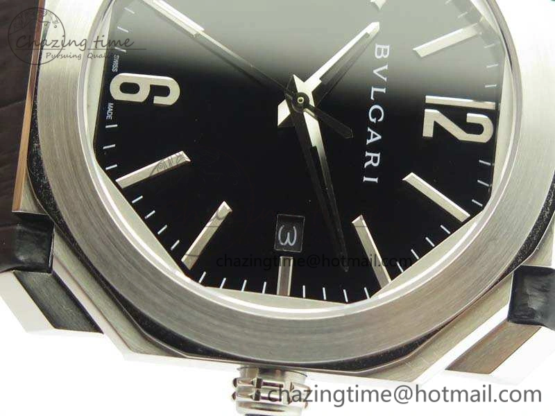 OCTO SS JL 1:1 Best Edition Black Dial On Leather Strap BVL193 ( Free Rubber Strap)