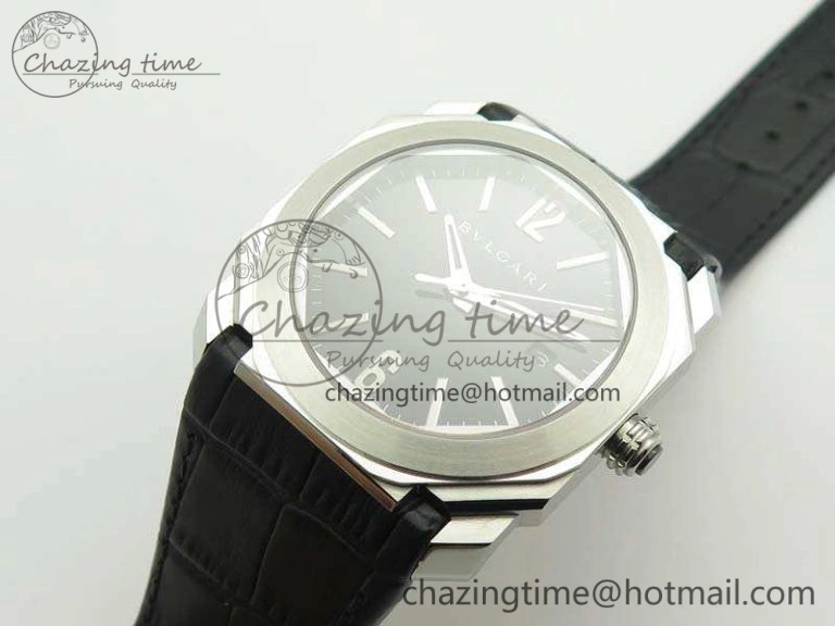 OCTO SS JL 1:1 Best Edition Black Dial On Leather Strap BVL193 ( Free Rubber Strap)