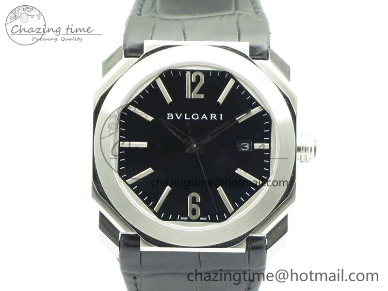 OCTO SS JL 1:1 Best Edition Black Dial On Leather Strap BVL193 ( Free Rubber Strap)