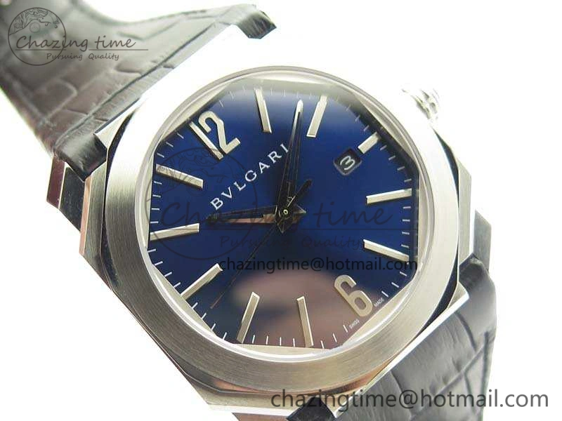 OCTO SS JL 1:1 Best Edition Blue Dial On Leather Strap BVL193 ( Free Rubber Strap)