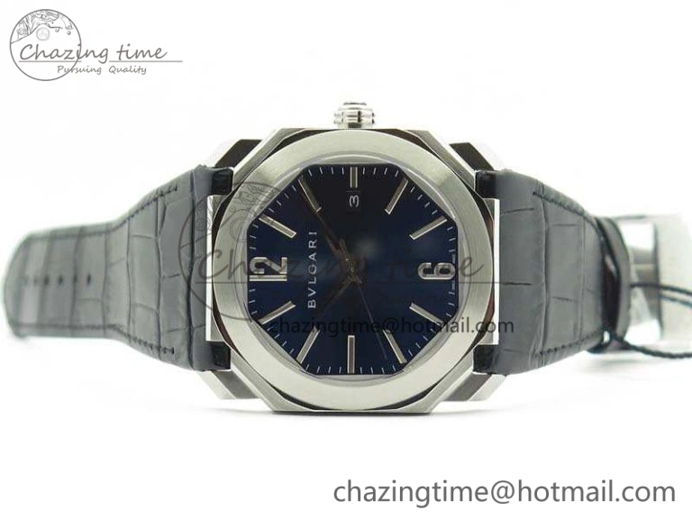 OCTO SS JL 1:1 Best Edition Blue Dial On Leather Strap BVL193 ( Free Rubber Strap)