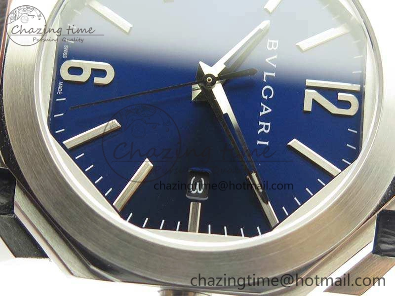 OCTO SS JL 1:1 Best Edition Blue Dial On Leather Strap BVL193 ( Free Rubber Strap)
