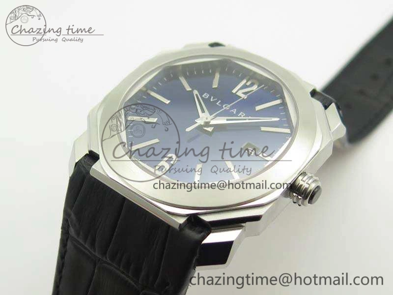 OCTO SS JL 1:1 Best Edition Blue Dial On Leather Strap BVL193 ( Free Rubber Strap)