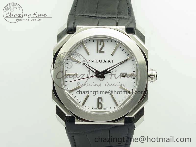 OCTO SS JL 1:1 Best Edition White Dial On Leather Strap BVL193