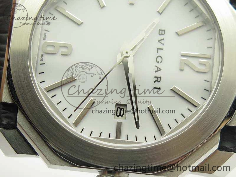 OCTO SS JL 1:1 Best Edition White Dial On Leather Strap BVL193