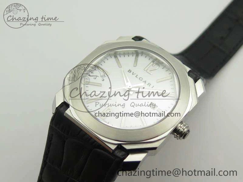 OCTO SS JL 1:1 Best Edition White Dial On Leather Strap BVL193