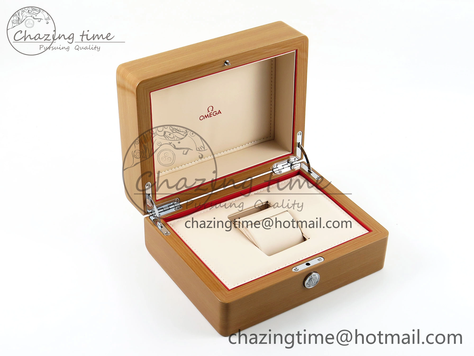 OMEGA WOODEN BOXSET WITH PAPERS & CARDS