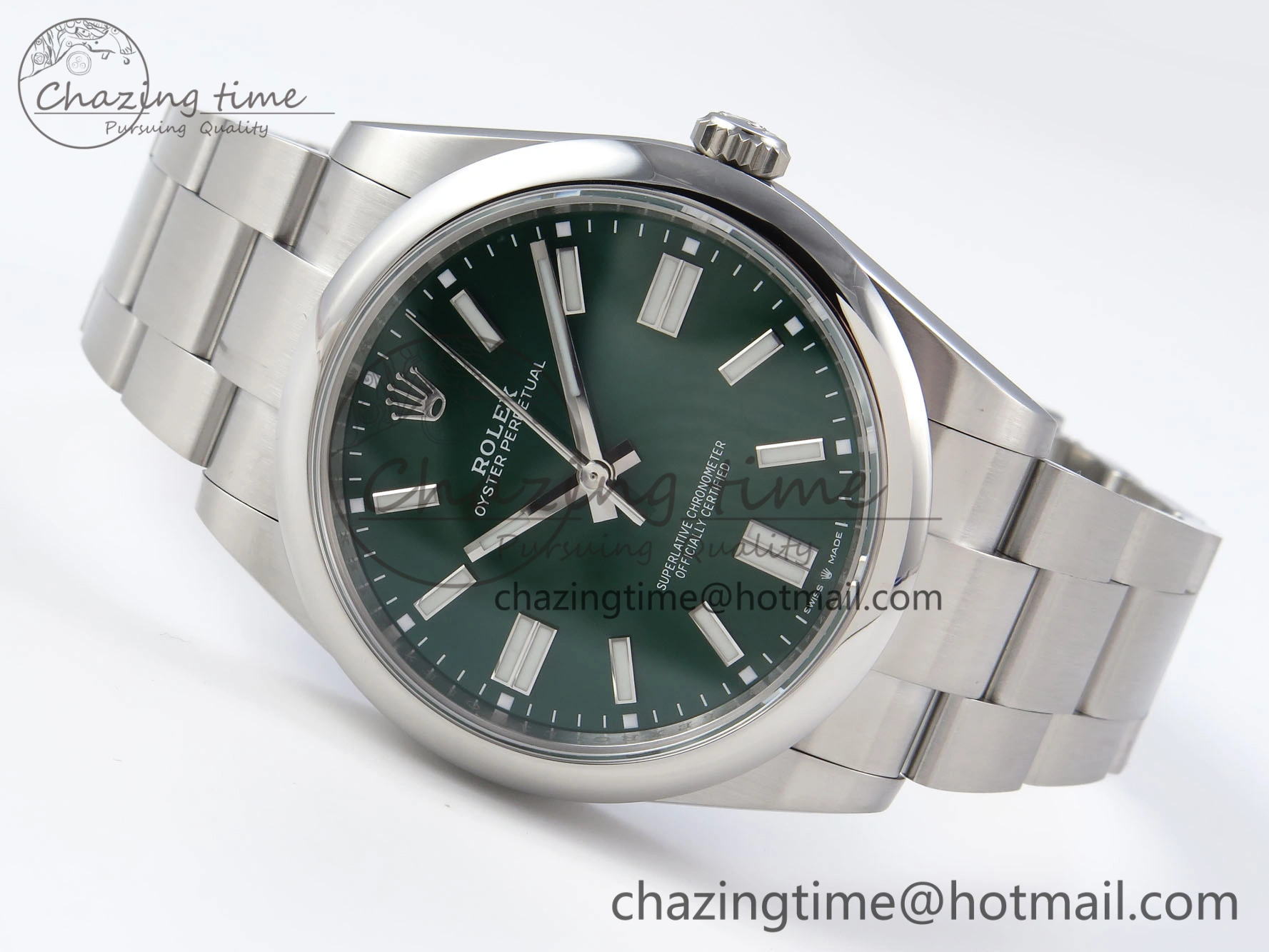 OYSTER PERPETUAL 124300 41MM VSF 1:1 BEST EDITION 904L STEEL GREEN DIAL VS3235