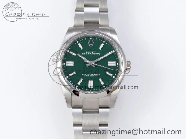 OYSTER PERPETUAL 124300 41MM VSF 1:1 BEST EDITION 904L STEEL GREEN DIAL VS3235