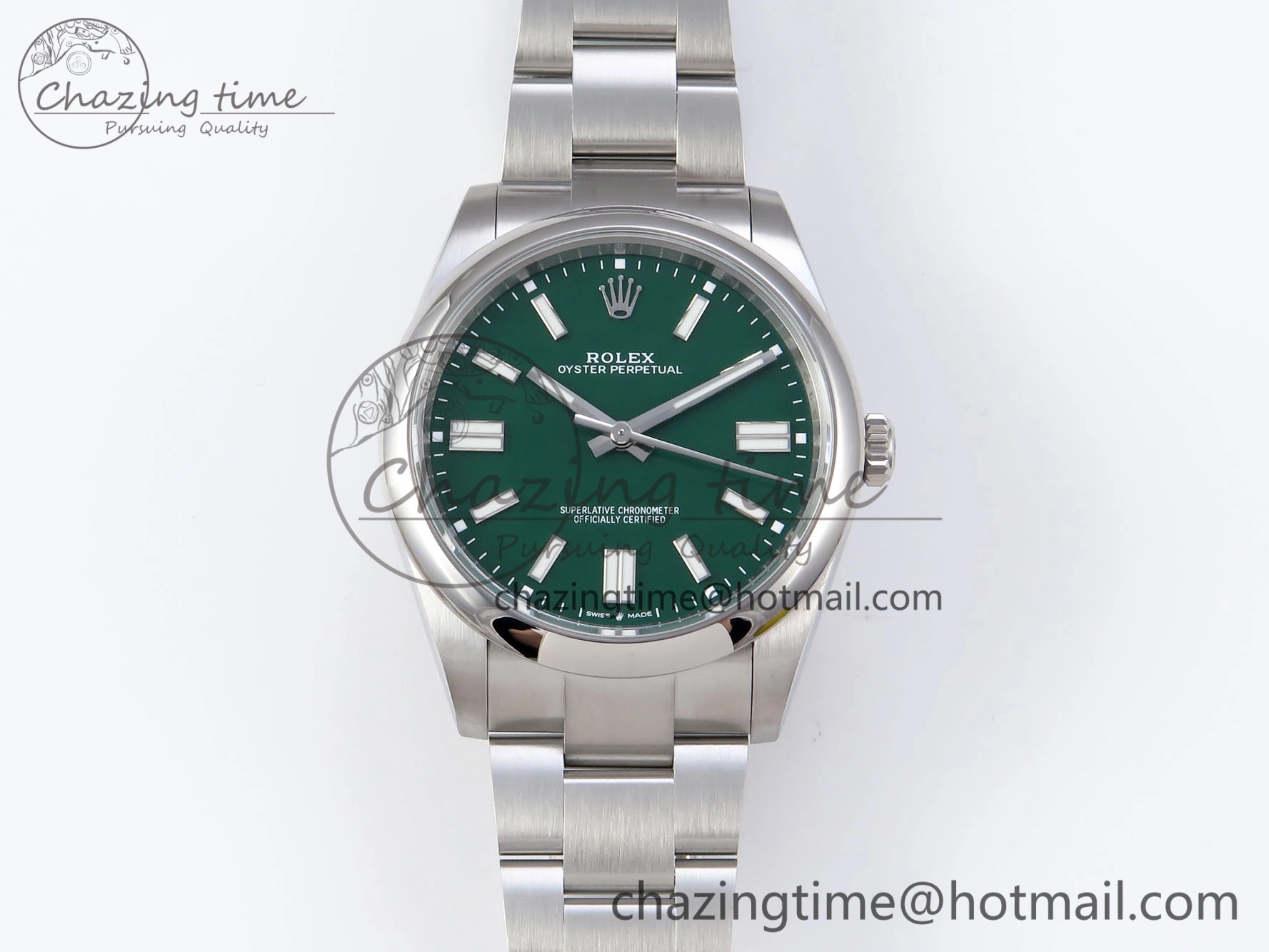 OYSTER PERPETUAL 124300 41MM VSF 1:1 BEST EDITION 904L STEEL GREEN DIAL VS3235