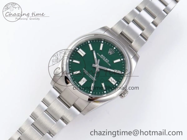 OYSTER PERPETUAL 124300 41MM VSF 1:1 BEST EDITION 904L STEEL GREEN DIAL VS3235