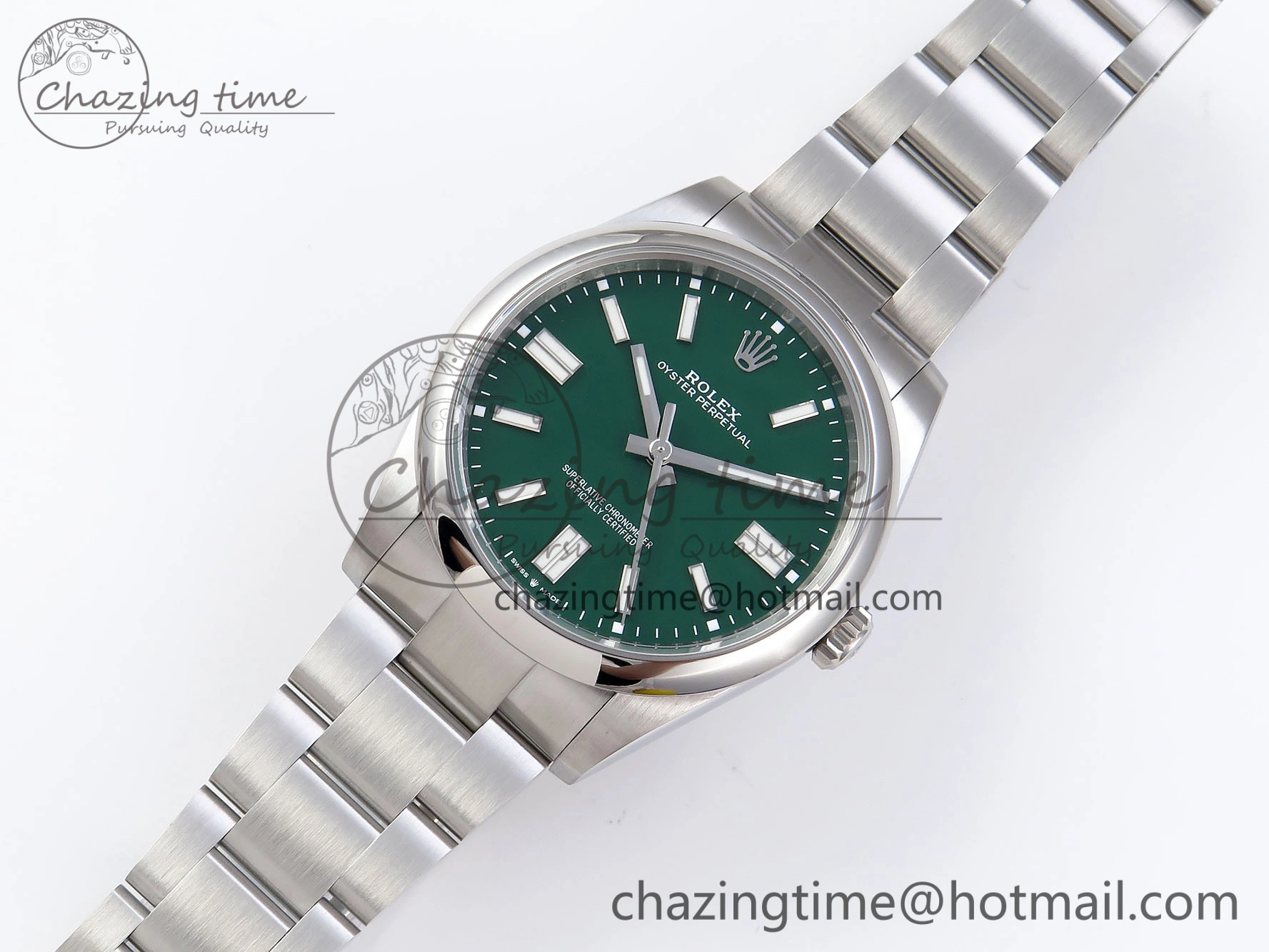 OYSTER PERPETUAL 124300 41MM VSF 1:1 BEST EDITION 904L STEEL GREEN DIAL VS3235