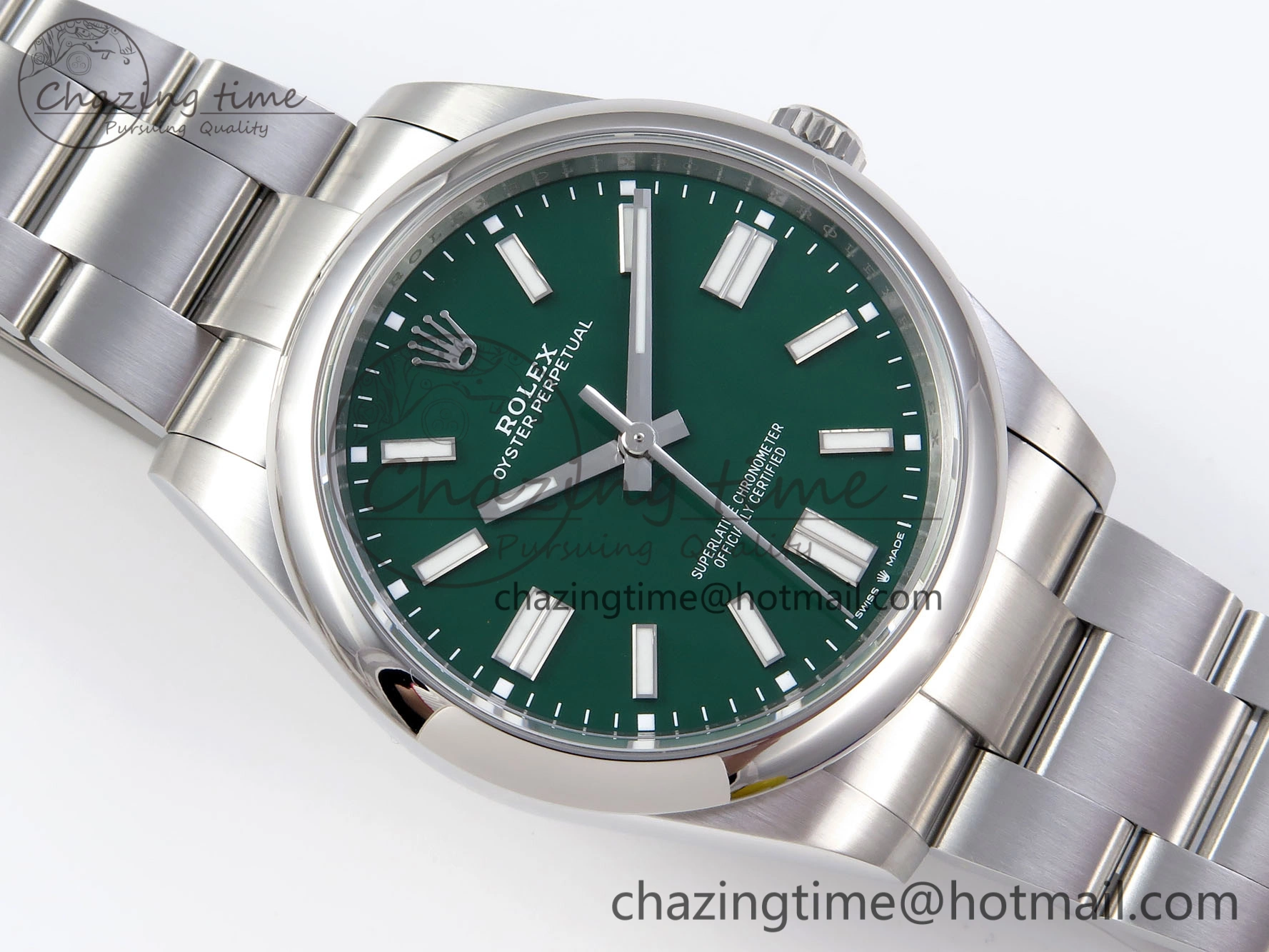 OYSTER PERPETUAL 124300 41MM VSF 1:1 BEST EDITION 904L STEEL GREEN DIAL VS3235