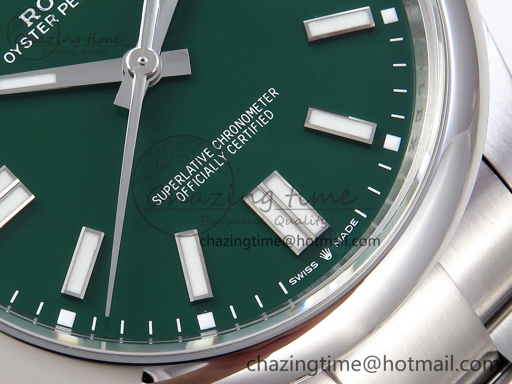 OYSTER PERPETUAL 124300 41MM VSF 1:1 BEST EDITION 904L STEEL GREEN DIAL VS3235