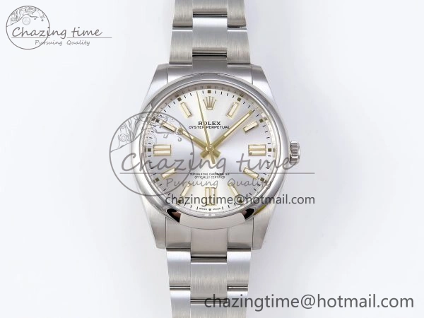 OYSTER PERPETUAL 124300 41MM VSF 1:1 BEST EDITION 904L STEEL SILVER DIAL VS3235