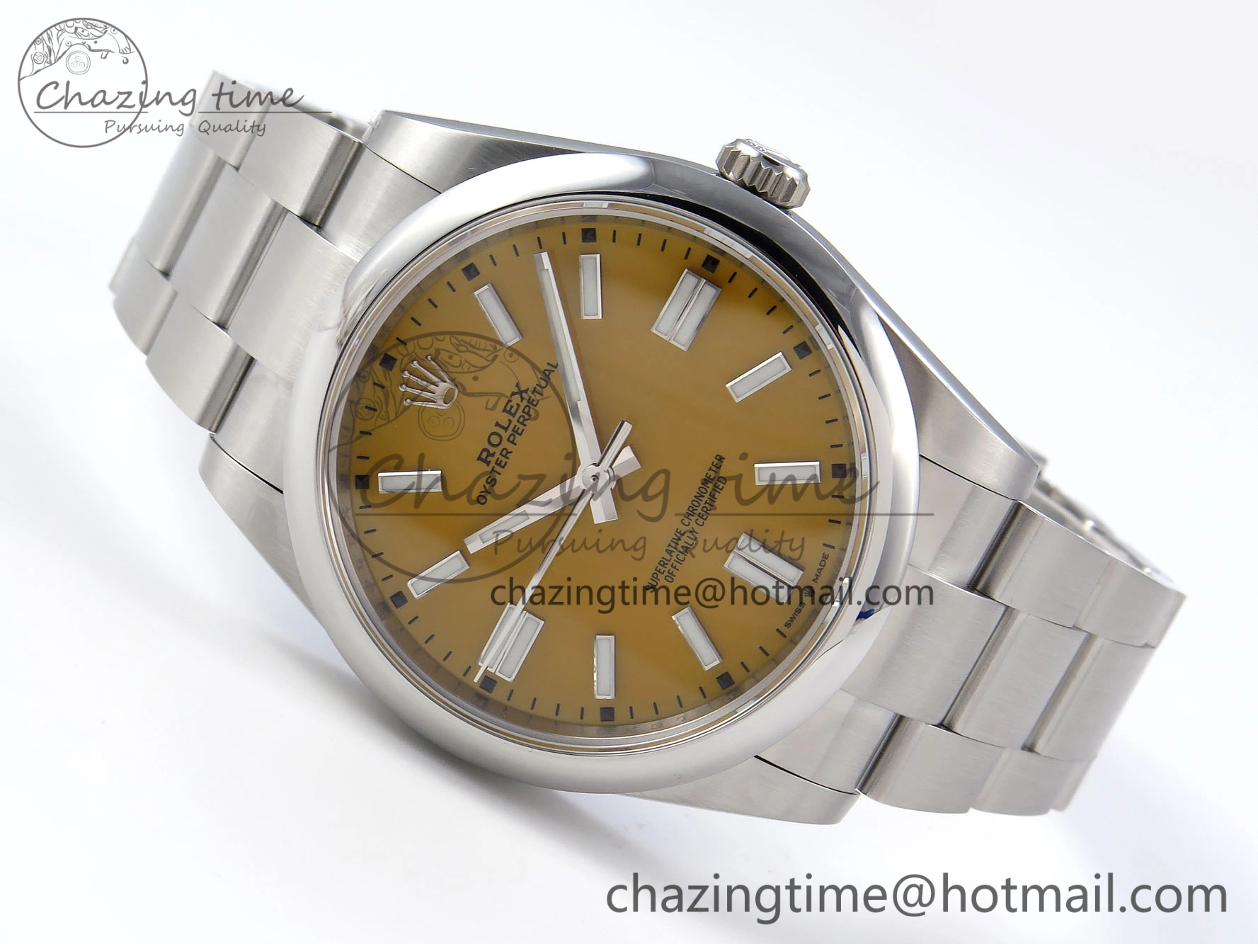 OYSTER PERPETUAL 124300 41MM VSF 1:1 BEST EDITION 904L STEEL YELLOW DIAL VS3235