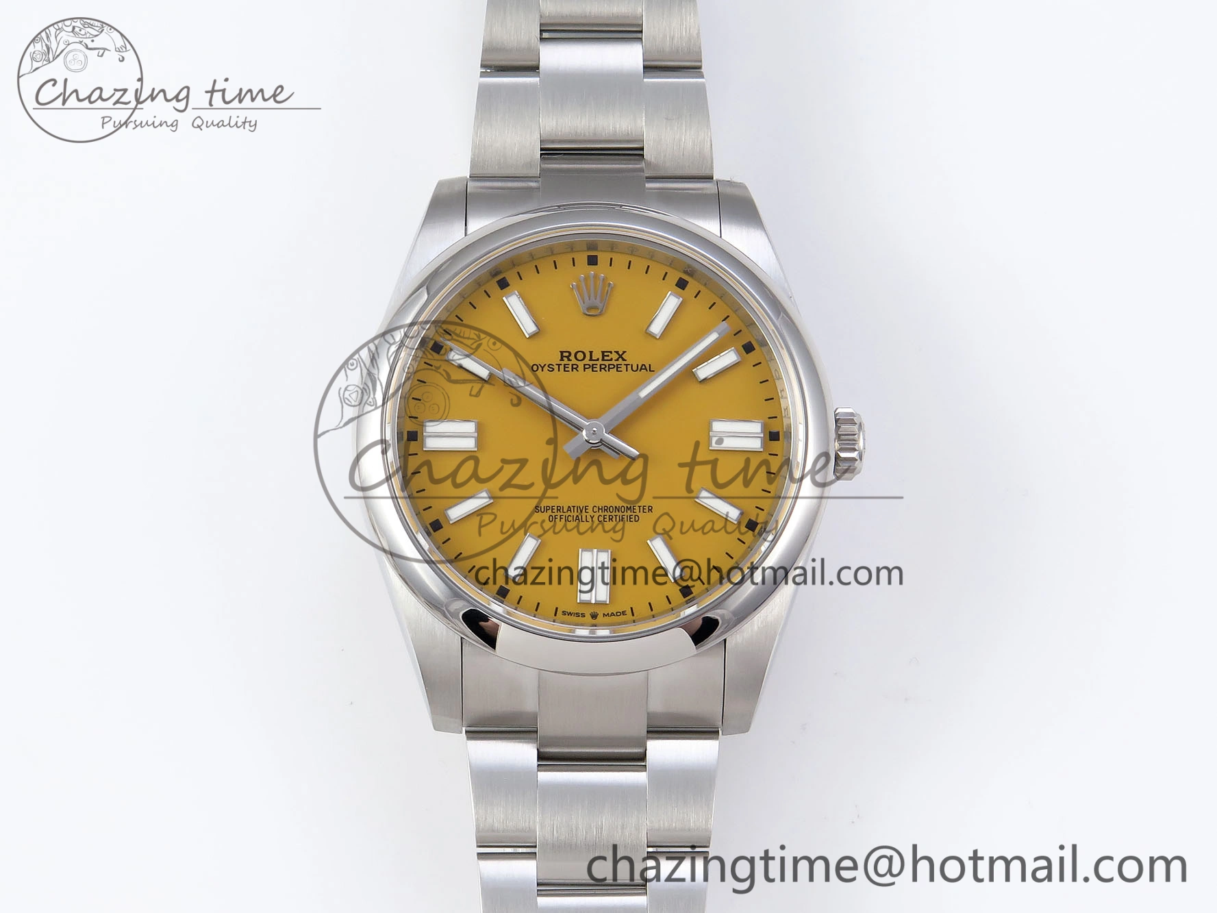 OYSTER PERPETUAL 124300 41MM VSF 1:1 BEST EDITION 904L STEEL YELLOW DIAL VS3235