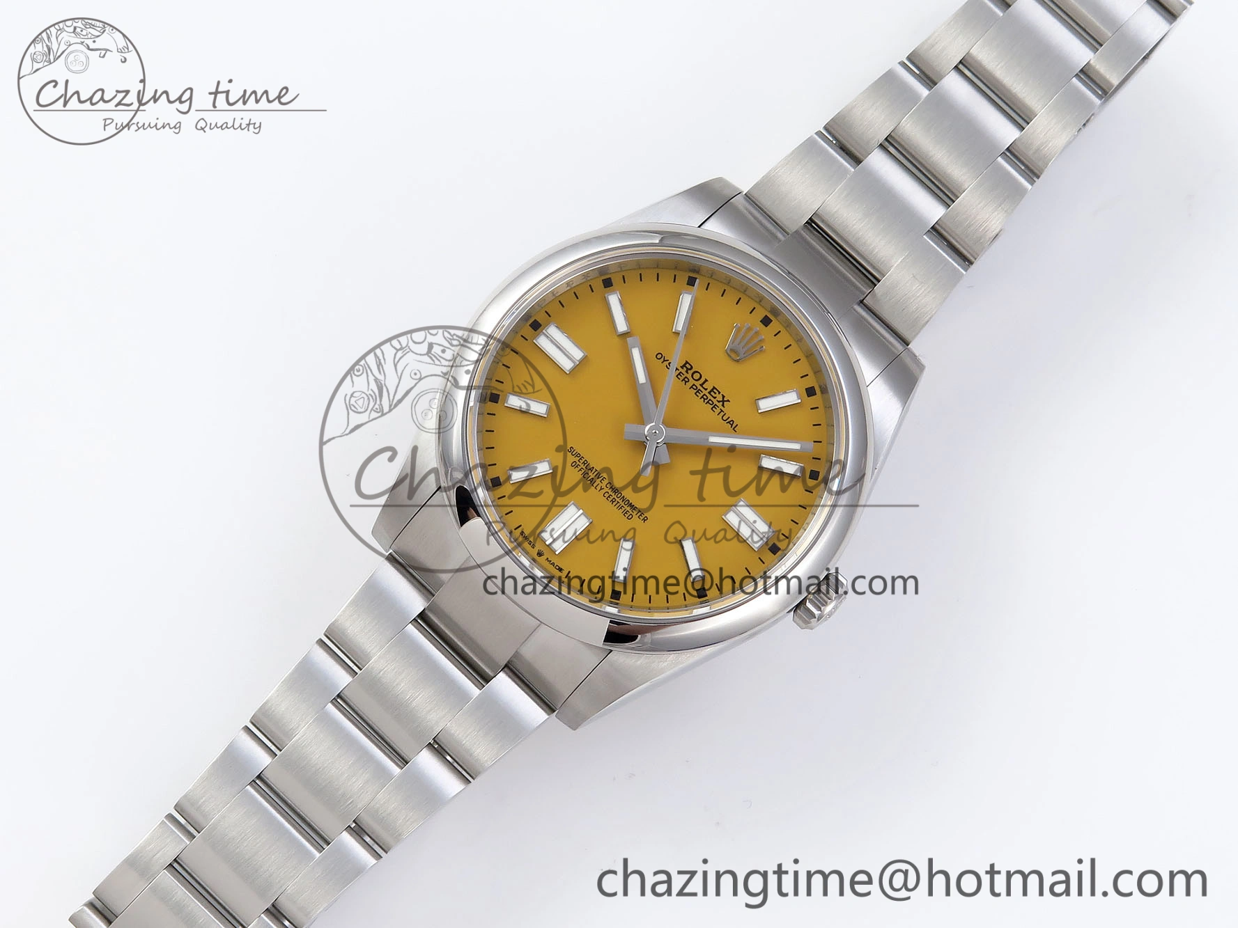 OYSTER PERPETUAL 124300 41MM VSF 1:1 BEST EDITION 904L STEEL YELLOW DIAL VS3235