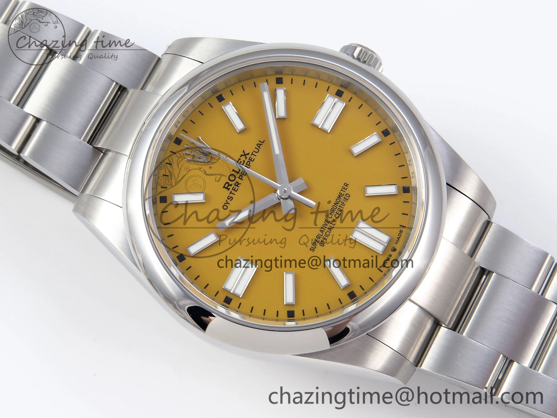 OYSTER PERPETUAL 124300 41MM VSF 1:1 BEST EDITION 904L STEEL YELLOW DIAL VS3235