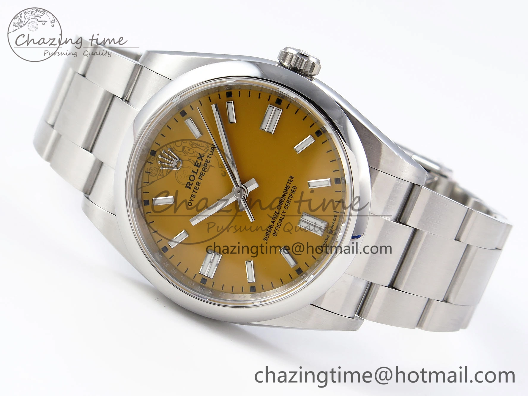 OYSTER PERPETUAL 126000 36MM VSF 1:1 BEST EDITION 904L STEEL YELLOW DIAL VS3235