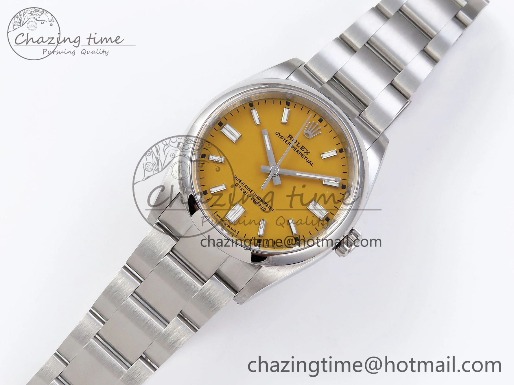 OYSTER PERPETUAL 126000 36MM VSF 1:1 BEST EDITION 904L STEEL YELLOW DIAL VS3235