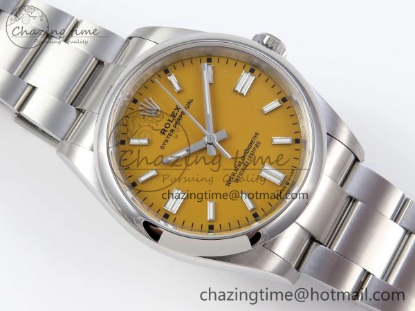 OYSTER PERPETUAL 126000 36MM VSF 1:1 BEST EDITION 904L STEEL YELLOW DIAL VS3235