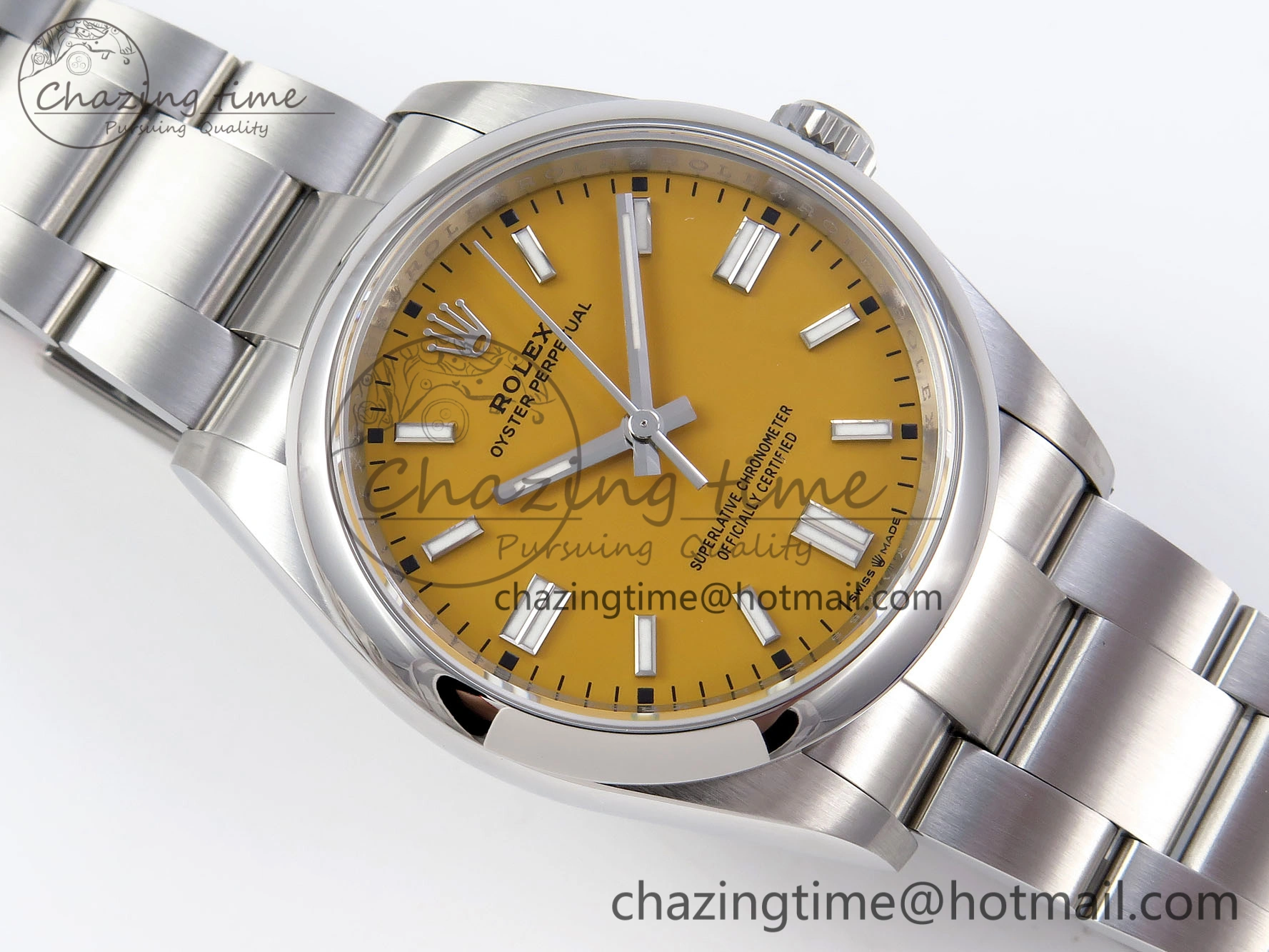 OYSTER PERPETUAL 126000 36MM VSF 1:1 BEST EDITION 904L STEEL YELLOW DIAL VS3235