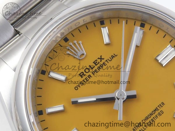 OYSTER PERPETUAL 126000 36MM VSF 1:1 BEST EDITION 904L STEEL YELLOW DIAL VS3235