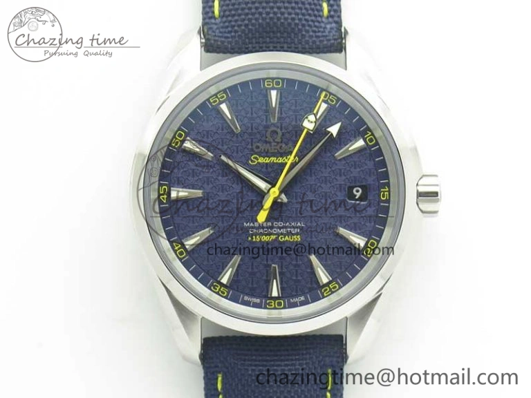 Omega Aqua Terra 15007 Gauss “Spectre” VSF 1:1 Best Edition Blue Textured Dial on Blue Nylon Strap A8507 Super Clone