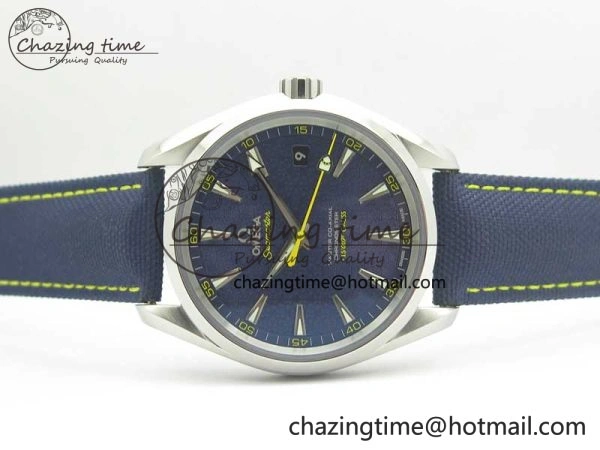 Omega Aqua Terra 15007 Gauss “Spectre” VSF 1:1 Best Edition Blue Textured Dial on Blue Nylon Strap A8507 Super Clone
