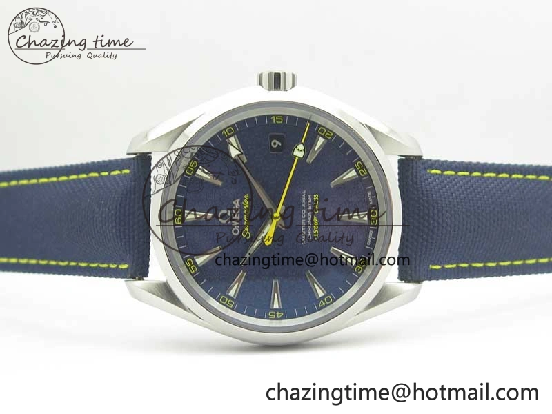 Omega Aqua Terra 15007 Gauss “Spectre” VSF 1:1 Best Edition Blue Textured Dial on Blue Nylon Strap A8507 Super Clone